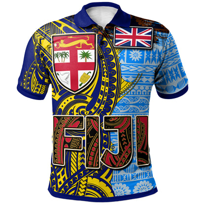 Fiji Polynesian Polo Shirt - Custom Flag Fiji Independence Day with Tapa Polynesian Polo Shirt