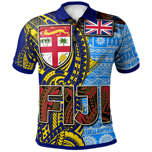 Fiji Polynesian Polo Shirt - Custom Flag Fiji Independence Day with Tapa Polynesian Polo Shirt