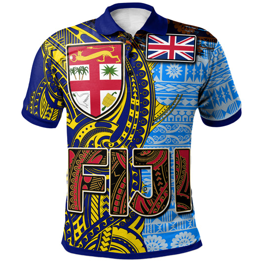 Fiji Polynesian Polo Shirt - Custom Flag Fiji Independence Day with Tapa Polynesian Polo Shirt