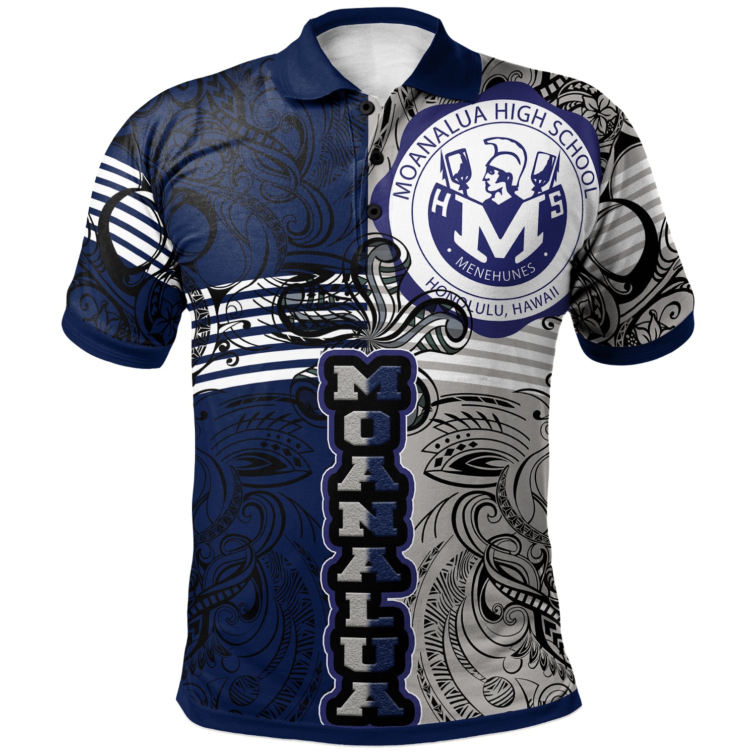 Hawaii Moanalua High School Custom Polo Shirt - Moanalua High School Polynesian With Falcon Pattern