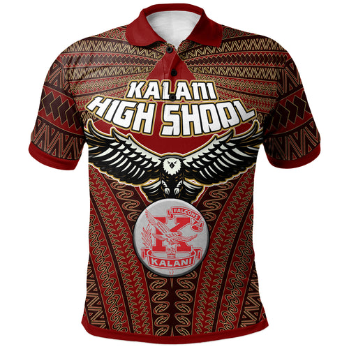 Hawaii Kalani High School Custom Polo Shirt - Kalani High School Polynesian With Falcon Pattern