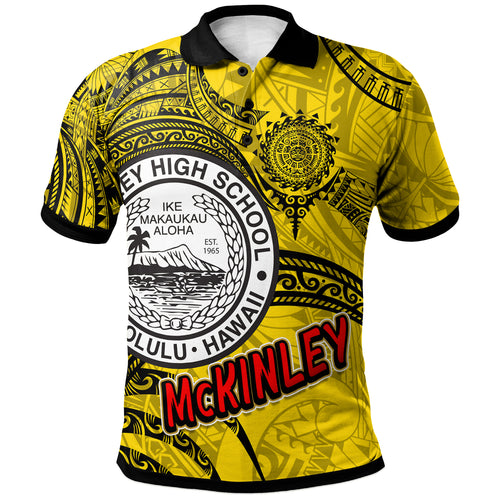 Hawaii President William McKinley High School Custom Polo Shirt - McKinley High School Polynesian Pattern