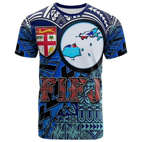 Fiji Polynesian T-shirt - Custom Map Fiji Independence Day with Tapa Polynesian T-shirt