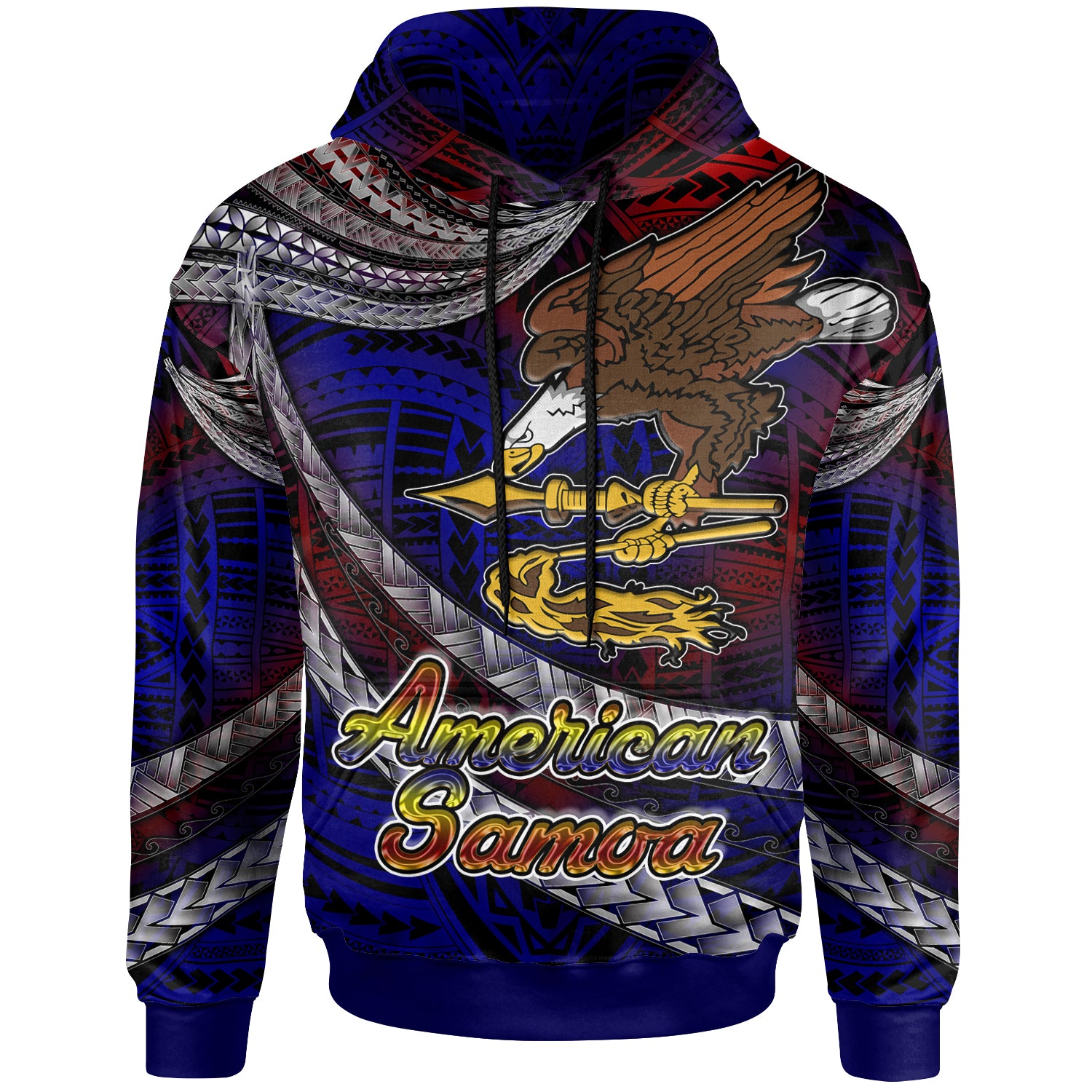 American Samoa Hoodie - Custom American Samoa Eagle With Polynesian Patterns Hoodie