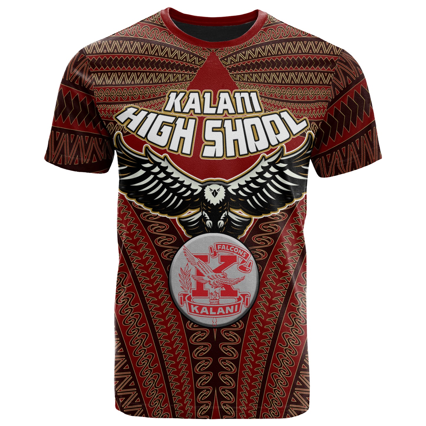 Hawaii Kalani High School Custom T- Shirt- Kalani High School Polynesian With Falcon Pattern