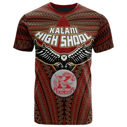 Hawaii Kalani High School Custom T- Shirt- Kalani High School Polynesian With Falcon Pattern