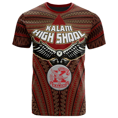 Hawaii Kalani High School Custom T- Shirt- Kalani High School Polynesian With Falcon Pattern