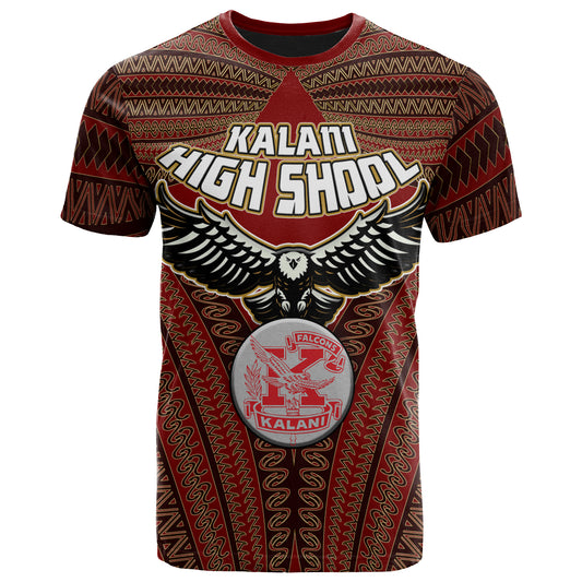 Hawaii Kalani High School Custom T- Shirt- Kalani High School Polynesian With Falcon Pattern