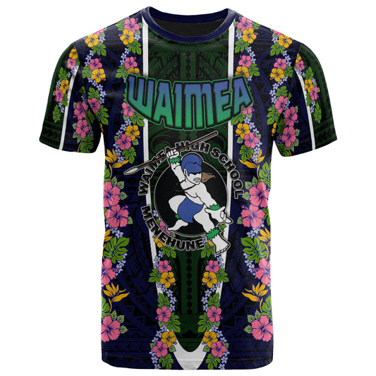 Hawaii Waimea High School Custom T- Shirt - Waimea High School Polynesian With Floral Pattern
