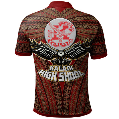 Hawaii Kalani High School Custom Polo Shirt - Kalani High School Polynesian With Falcon Pattern
