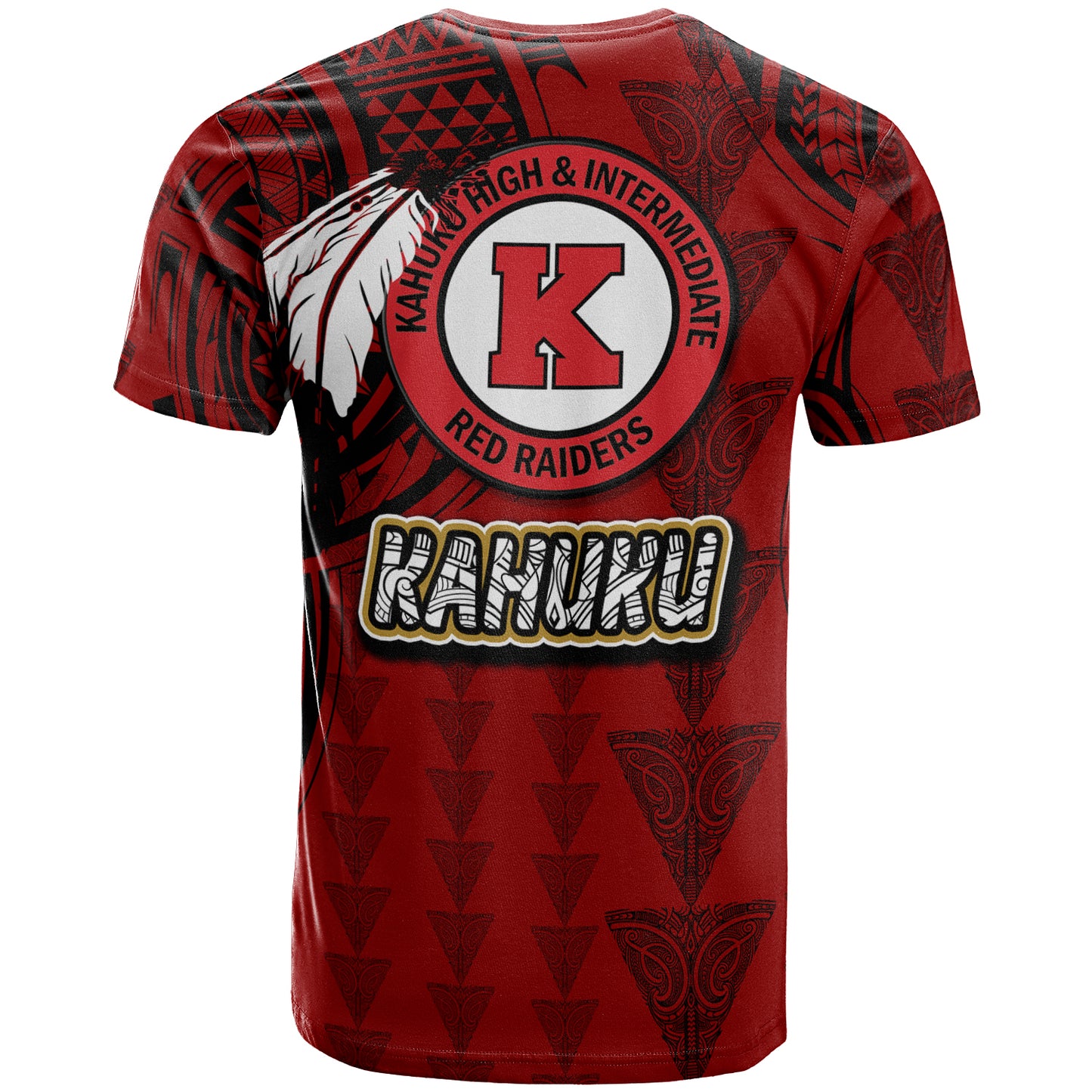 Hawaii Kahuku High & Intermediate School Custom T- Shirt - Hawaii Kahuku High School Polynesian With Triangle Stylized Pattern