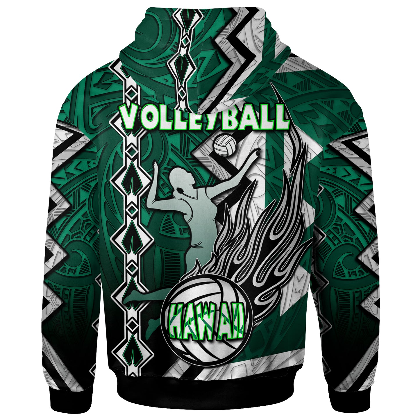 Hawaii Volleyball Hoodie - Custom Hawaii Volleyball Hibicus With Polynesian Patterns Custom Name And Number Hoodie