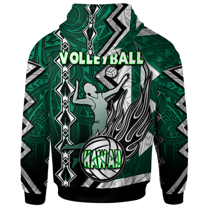 Hawaii Volleyball Hoodie - Custom Hawaii Volleyball Hibicus With Polynesian Patterns Custom Name And Number Hoodie