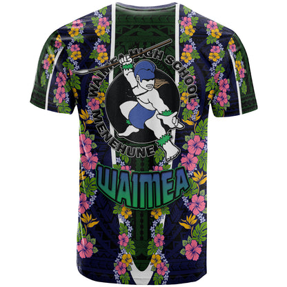Hawaii Waimea High School Custom T- Shirt - Waimea High School Polynesian With Floral Pattern