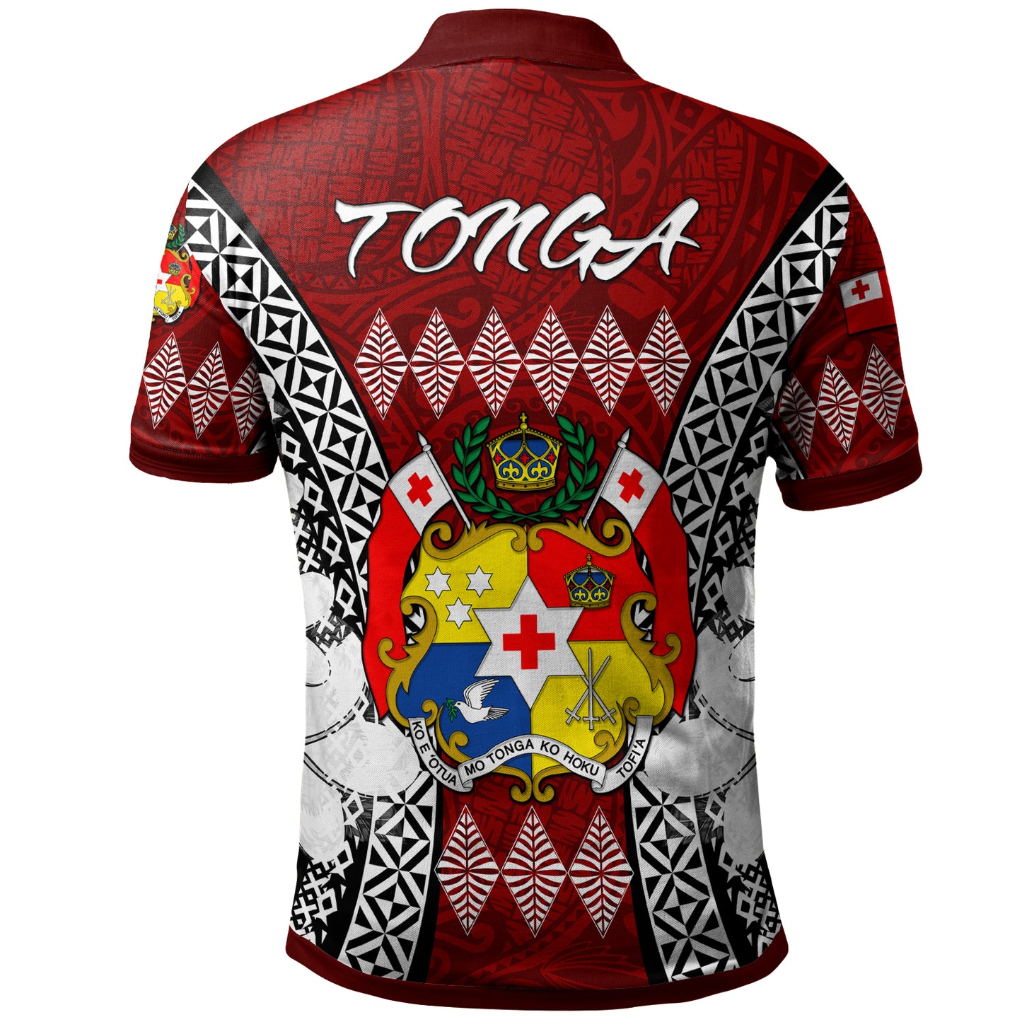 Tonga Polo Shirt - Custom Pattern Inspired By Tonga And Polynesian With Coat Of Arms Polo Shirt
