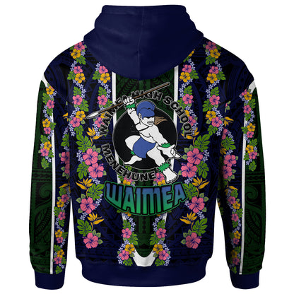 Hawaii Waimea High School Custom Hoodie - Waimea High School Polynesian With Floral Pattern