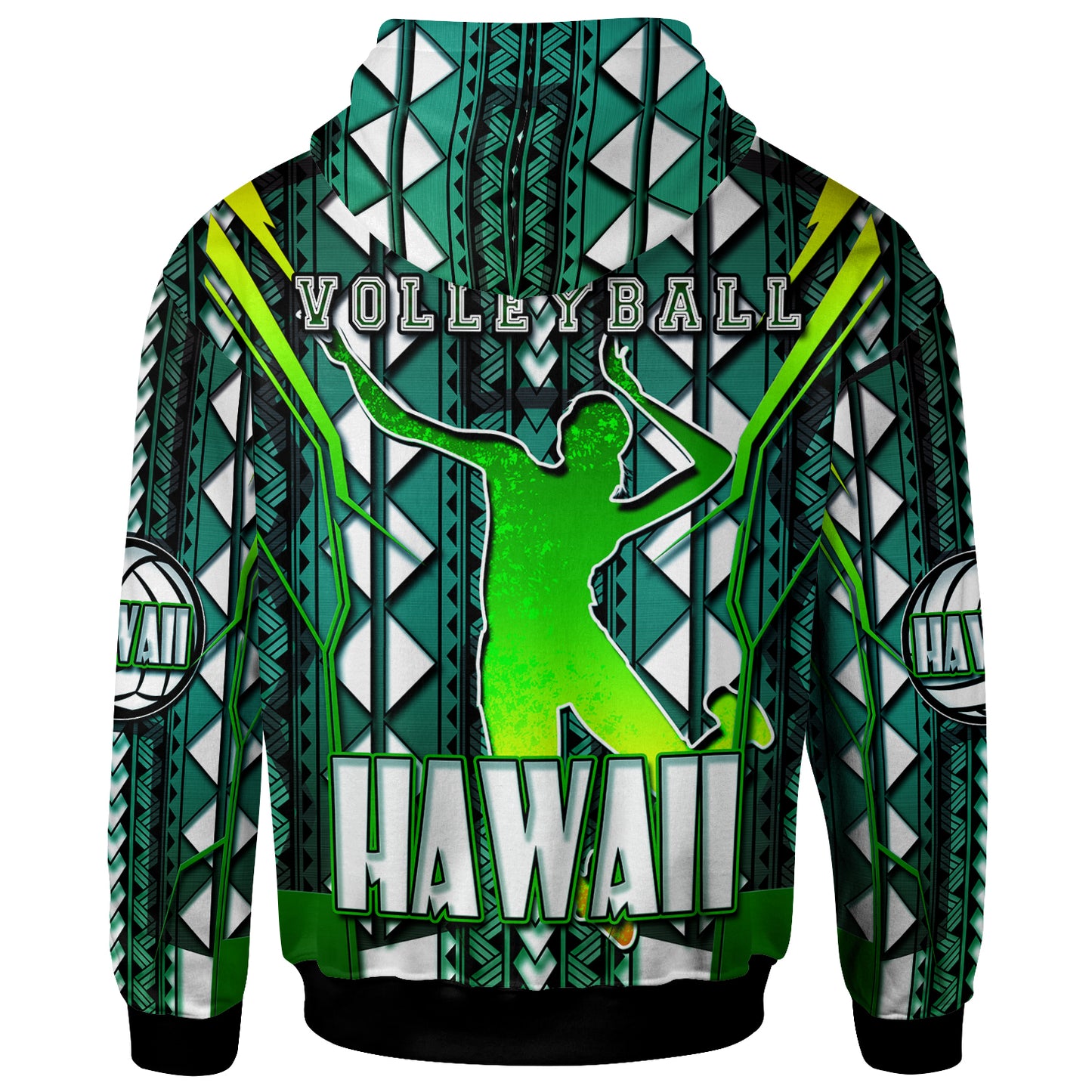 Hawaii Volleyball Hoodie - Custom Hawaii Volleyball Team With Polynesian Patterns Custom Name And Number Hoodie