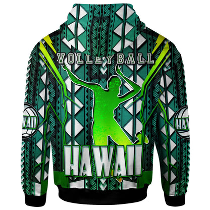 Hawaii Volleyball Hoodie - Custom Hawaii Volleyball Team With Polynesian Patterns Custom Name And Number Hoodie