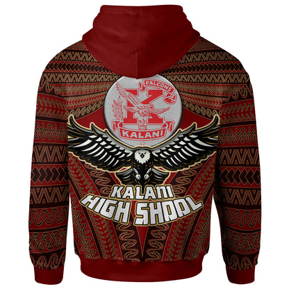 Hawaii Kalani High School Custom Hoodie - Kalani High School Polynesian With Falcon Pattern