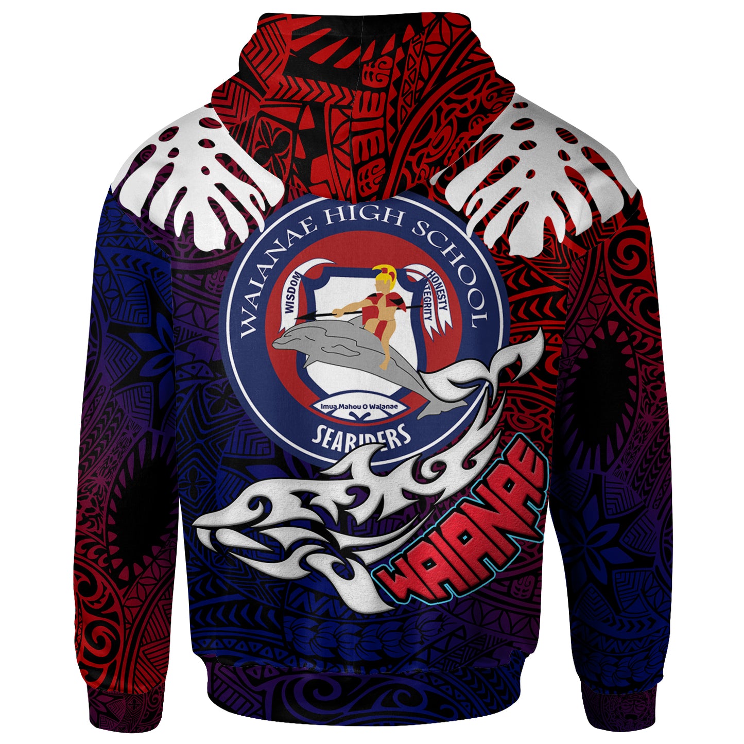 Hawaii Waianae High School Custom Hoodie - Waianae High School Polynesian Pattern