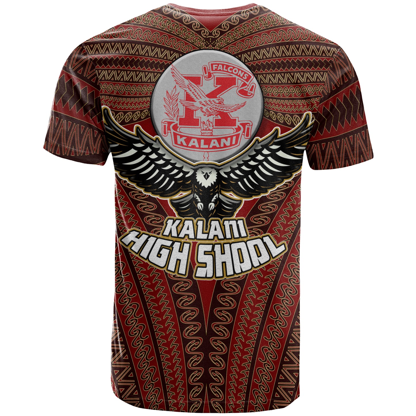 Hawaii Kalani High School Custom T- Shirt- Kalani High School Polynesian With Falcon Pattern