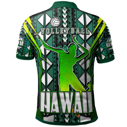Hawaii Volleyball Polo Shirt - Custom Hawaii Volleyball Team With Polynesian Patterns Custom Name And Number Polo Shirt