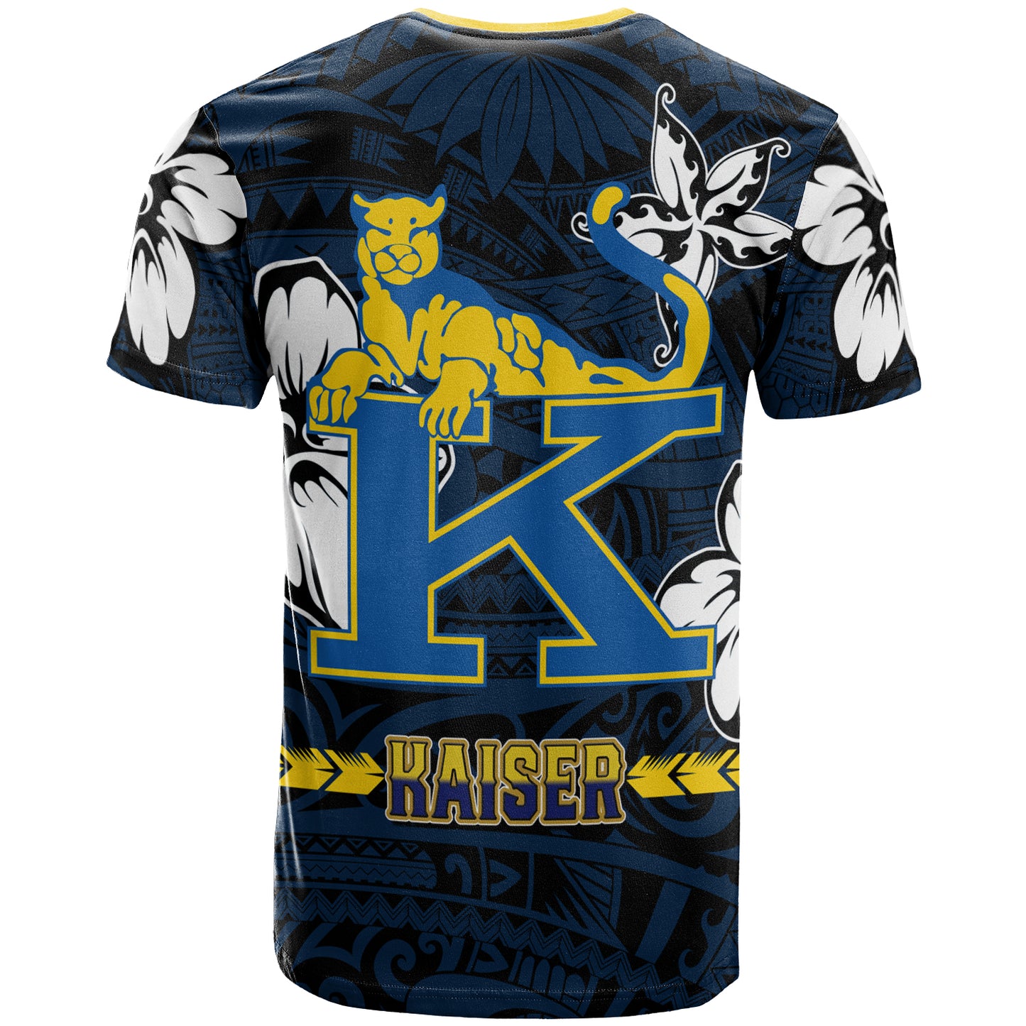 Hawaii Henry J. Kaiser High School Custom T- Shirt - Kaiser High School Polynesian With Floral Elements Pattern