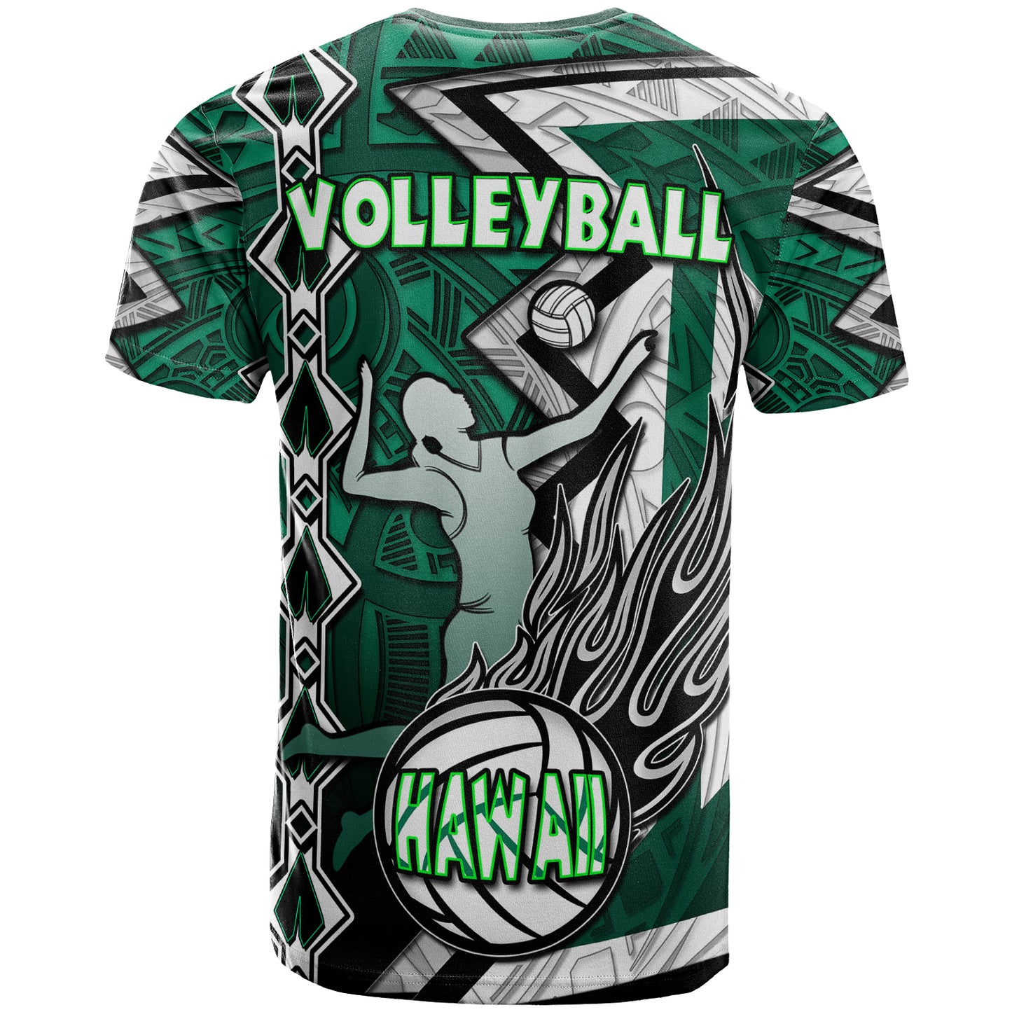 Hawaii Volleyball T-shirt - Custom Hawaii Volleyball Hibicus With Polynesian Patterns Custom Name And Number T-shirt
