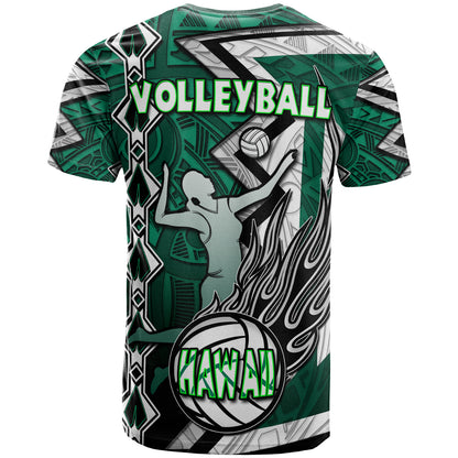 Hawaii Volleyball T-shirt - Custom Hawaii Volleyball Hibicus With Polynesian Patterns Custom Name And Number T-shirt