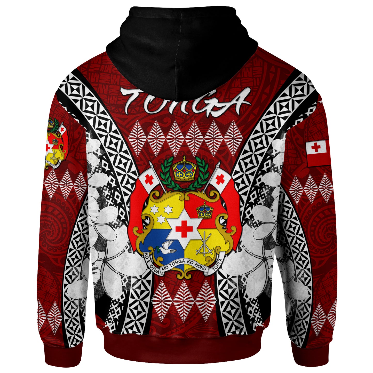 Tonga Hoodie - Custom Pattern Inspired By Tonga And Polynesian With Coat Of Arms Hoodie