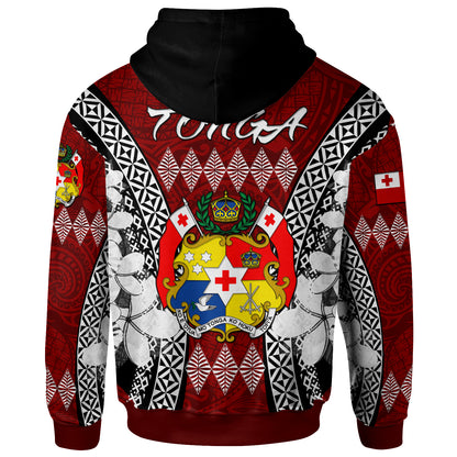 Tonga Hoodie - Custom Pattern Inspired By Tonga And Polynesian With Coat Of Arms Hoodie