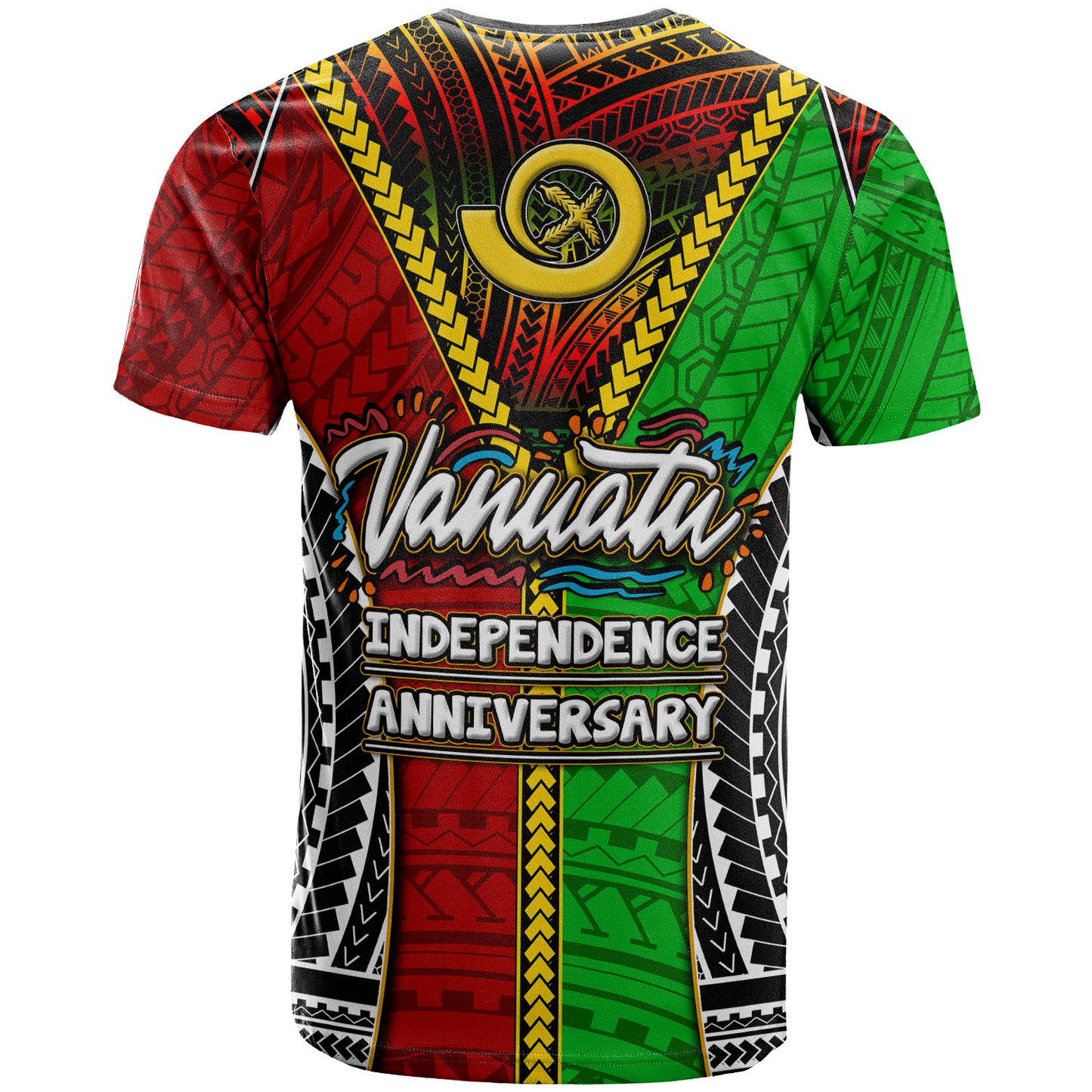 Vanuatu T-Shirt - Custom Vanuatu Independence Anniversary With Polynesian Patterns T-Shirt