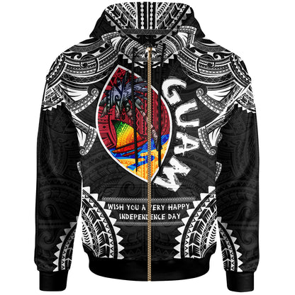 Guam Hoodie - Custom Guam Independence Day '' Wish You A Very Happy Independence Day '' With Polynesian Patterns