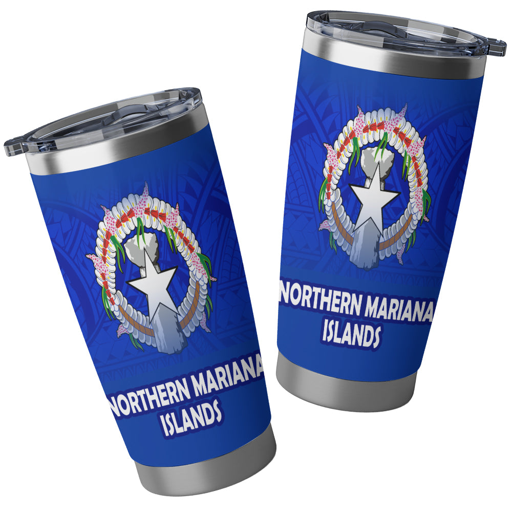 Northern Mariana Islands Flag Color With Traditional Patterns Tumbler