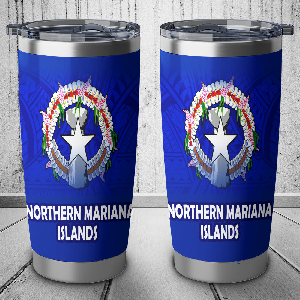 Northern Mariana Islands Flag Color With Traditional Patterns Tumbler