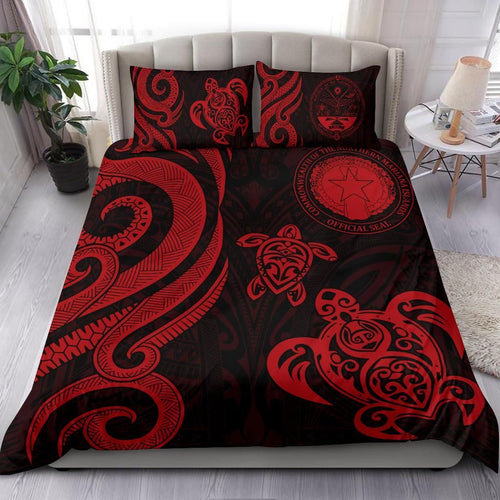 Northern Mariana Bedding Set - Tentacle Turtle Red