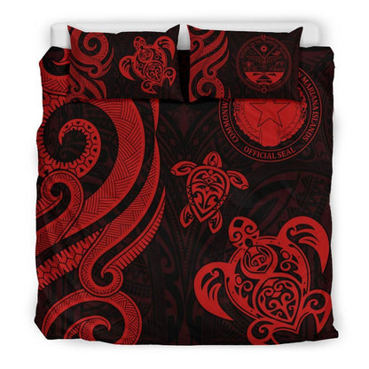 Northern Mariana Bedding Set - Tentacle Turtle Red