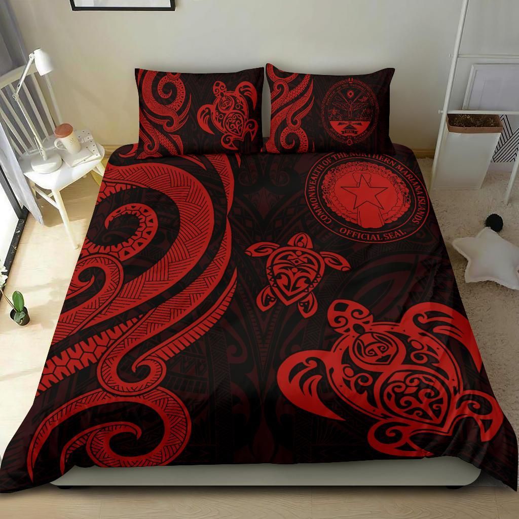 Northern Mariana Bedding Set - Tentacle Turtle Red