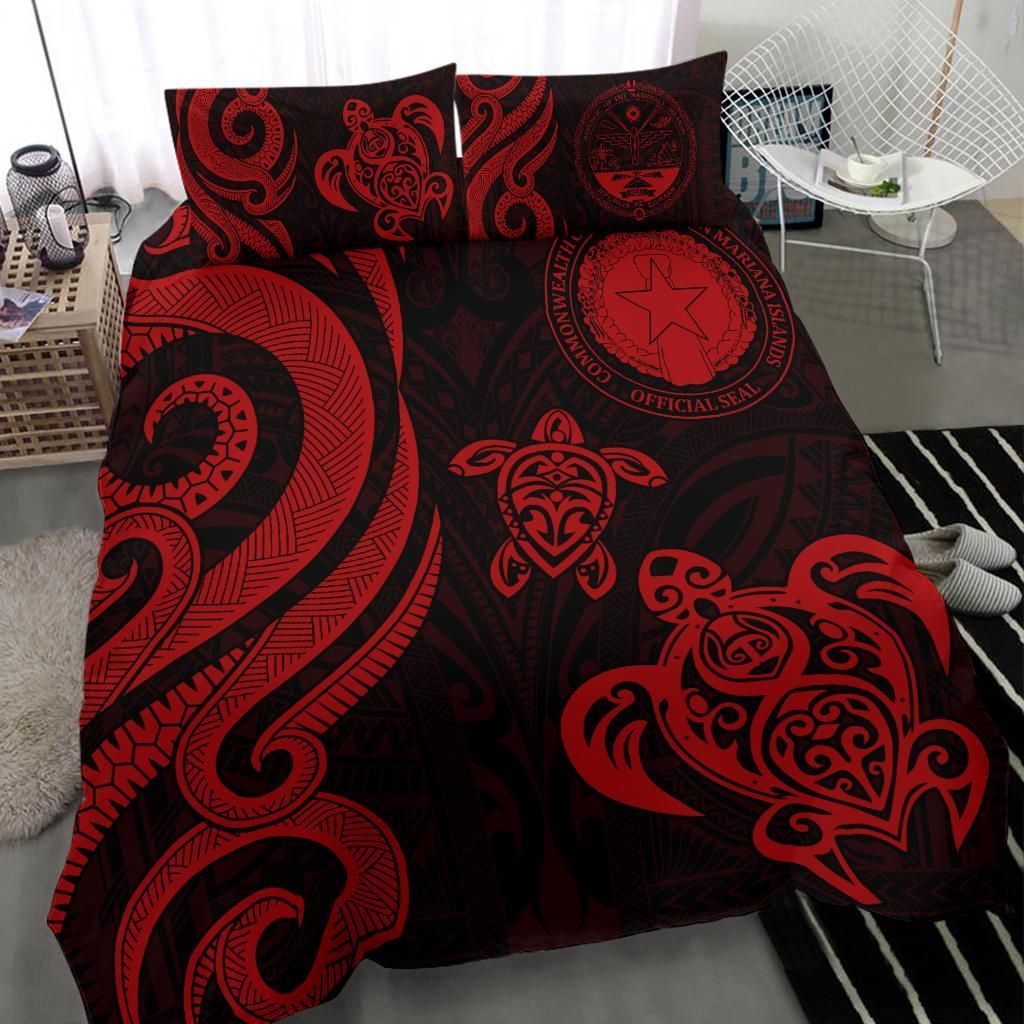 Northern Mariana Bedding Set - Tentacle Turtle Red