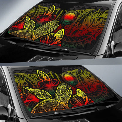Northern Mariana Islands Auto Sun Shades Turtle Hibiscus Reggae