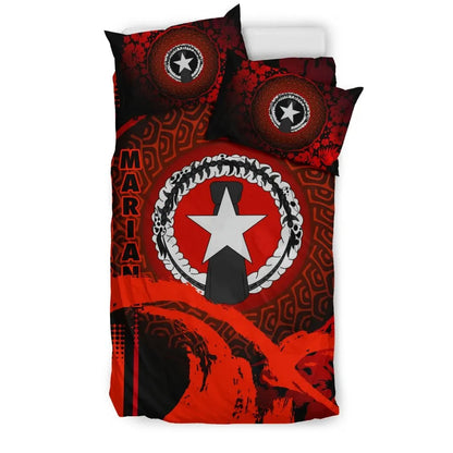 Northern Mariana Islands Duvet Cover Set - Hibiscus And Wave Red