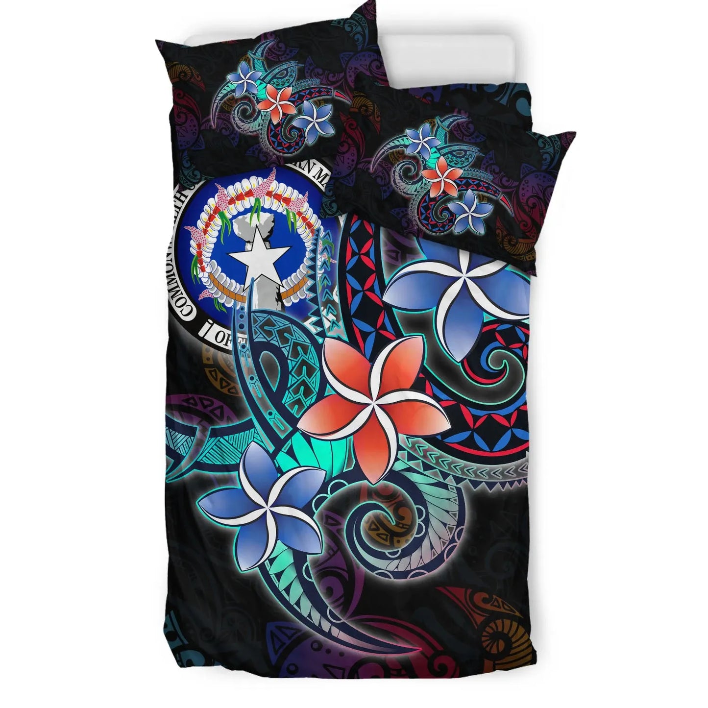 Northern Mariana Islands Bedding Set - Plumeria Flowers Style