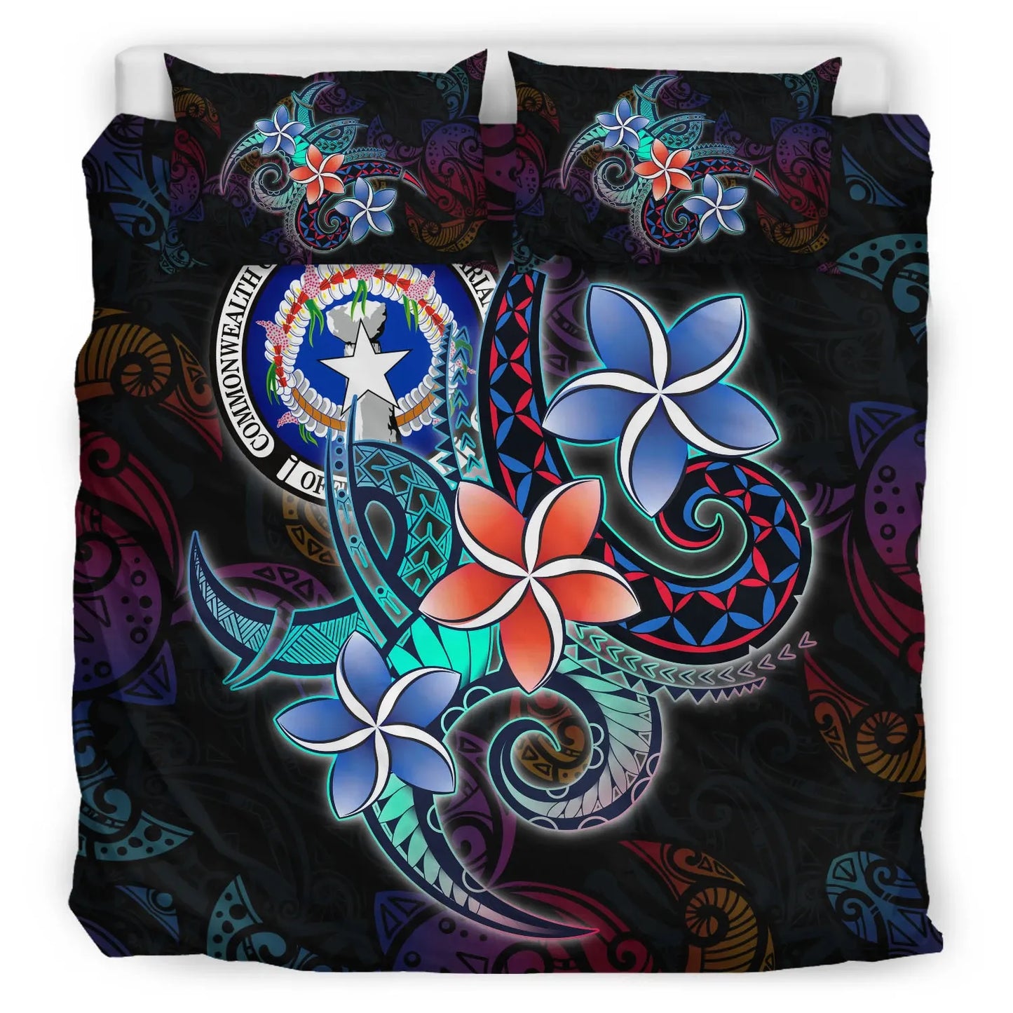 Northern Mariana Islands Bedding Set - Plumeria Flowers Style
