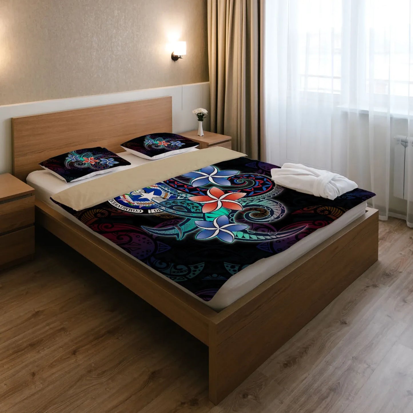 Northern Mariana Islands Bedding Set - Plumeria Flowers Style