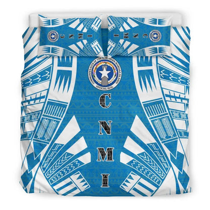 Northern Mariana Islands Duvet Cover Set - Polynesian Tattoo Flag