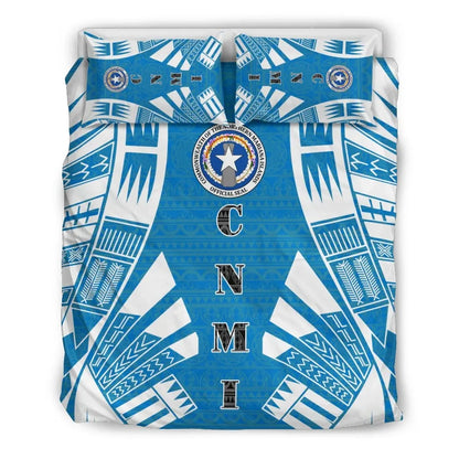 Northern Mariana Islands Duvet Cover Set - Polynesian Tattoo Flag