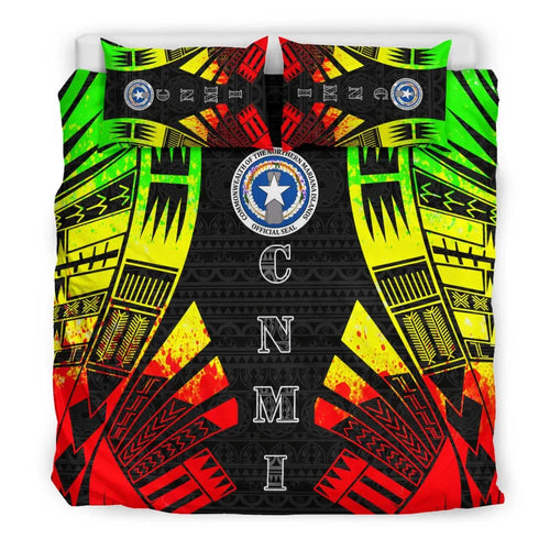 Northern Mariana Islands Duvet Cover Set - Polynesian Tattoo Reggae