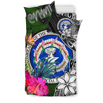 Northern Mariana Islands Bedding Set - Turtle Plumeria Banana Leaf