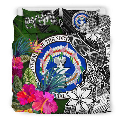 Northern Mariana Islands Bedding Set - Turtle Plumeria Banana Leaf