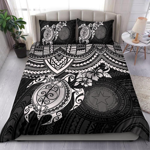 Northern Mariana Islands Polynesian Duvet Cover Set - White Turtle